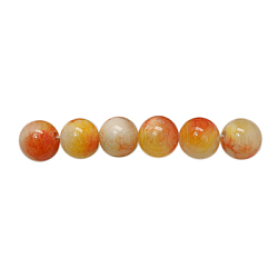 Бусины из натурального белого нефрита, окрашенные, круглые, оранжевые, 8 мм, отверстие : 1 мм, около 50 шт / нитка, 16 дюйм