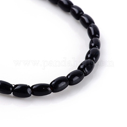 Obsidienne naturelle perles brins, riz, 8x5~6mm, Trou: 0.8mm, Environ 50 pcs/chapelet, 15.7 pouce