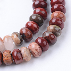 Chapelets de perles en jaspe rouge naturel, rondelle, 6x4mm, Trou: 1mm, Environ 95~98 pcs/chapelet, 14.17~14.96 pouce