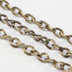 Iron Side Twisted Chain, with Spool, Unwelded, Lead Free & Nickel Free, Antique Bronze, Size: Chains: about 5mm long, 4mm wide, 0.9mm thick, about 328.08 Feet(100m)/roll