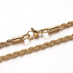 Colliers avec chaîne de corde en 304 acier inoxydable, avec fermoir pince de homard, or, 23.7 pouce (60.1 cm), 3mm
