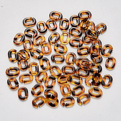 Anillos de enlace de acrílico, dos tonos, conectores de enlace rápido, para hacer cadenas de cable, oval, saddle brown, 9x6.5x2mm, diámetro interior: 5 mm