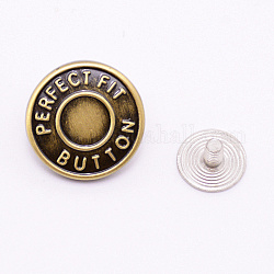 Épingles à boutons évolutives et amovibles en alliage de zinc pour jeans, ronde, bronze antique, 15x17x7mm