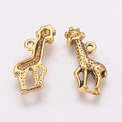 Tibetan Style Pendants, Lead Free and Cadmium Free, Antique Golden, Giraffe, 22x10x3mm, Hole: 1.5mm