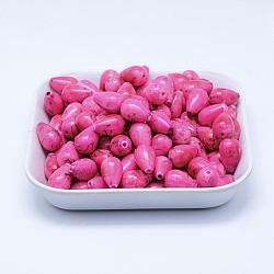 Rociar abalorios de acrílico del banco de estirar pintadas, lágrima, de color rosa oscuro, 15x9.5mm, agujero: 1.5 mm, aproximamente 650 unidades / 500 g