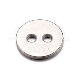 201 кнопки из нержавеющей стали, 2-луночное, плоско-круглые, цвет нержавеющей стали, 12x1 мм, отверстие : 2 мм