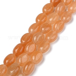 Natural Red Aventurine Bead Strands, Oval, 8x6x3.5~4mm, hole: 1mm, about 45~52pcs/strand, 15.16~15.74 inch(38.5~40cm)