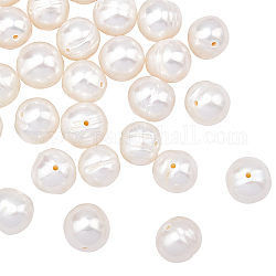 Nbeads fili di perle d'acqua dolce coltivate naturali, tondo, bianco antico, 7~8mm, Foro: 0.8 mm, circa 46~48pcs/filo, 13.77 pollice~14.17 pollici