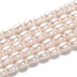 Brins de perles de culture d'eau douce naturelles, riz, bisque, 8~9x7mm, Trou: 0.6mm, Environ 45 pcs/chapelet, 15.16 pouce (38.5 cm)