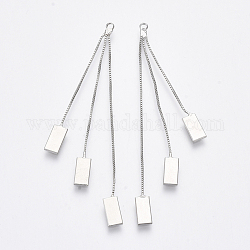 Латунные цепочки с кисточками большие подвески, без никеля , прямоугольные, Реальная платина, 60~62 мм, отверстие : 1.4 мм