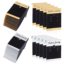 Пластиковая карта для серег fingerinspire, с бархатной тканью, прямоугольные, чёрные, 200 шт / комплект