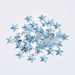 Cabochon posteriori con strass acrilici, palccato nero, sfaccettato, stella, cielo blu profondo, 10x1.5mm