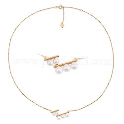 Collar con colgante de perlas naturales, 925 joyas de plata de ley para mujer, real 18k chapado en oro, 15.35 pulgada (39 cm)