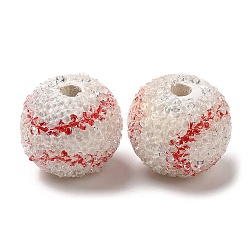 Sprühlackierte europäische Holzperlen mit Strass, Großloch perlen, Runde, rot, 18x16.5 mm, Bohrung: 4.1 mm