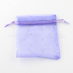 Sacs rectangulaires en organza avec paillettes scintillantes, sacs-cadeaux, support violet, 11x8 cm