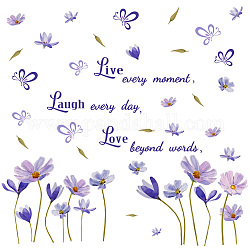 SUPERDANT Purple Flowers Wall Decor Live Wall Sticker with Love Laugh Removable Decals Peel and Stick I Need More Space DIY Wall Art Decor Decals Murals