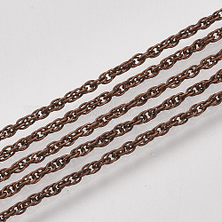Cadenas de cuerda de hierro cubiertas de latón, con carrete, cobre rojo, 2.5x1.5x0.2mm, aproximadamente 328.08 pie (100 m) / rollo