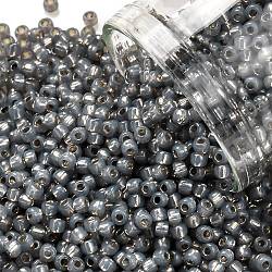 Toho perles de rocaille rondes, Perles de rocaille japonais, (2115) opale diamant noir doublée d'argent, 11/0, 2.2mm, Trou: 0.8mm, à propos 1110pcs / bouteille, 10 g / bouteille