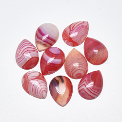 Natural Banded Agate/Striped Agate Cabochons, Dyed, Teardrop, Red, 25x18x6~7mm