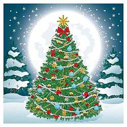 Diamant-Malerei-Set zum Selbermachen mit quadratischem Weihnachtsbaum, einschließlich Tasche aus Harz-Strassen, Diamant klebriger Stift, Tablettplatte und Leimton, grün, 300x300 mm