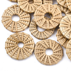 Плетеные кольца из тростника / ротанга ручной работы, для изготовления соломенных сережек и ожерелий, пончик, деревесиные, 39~42x5~6 мм, внутренний диаметр: 10~13 мм