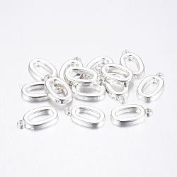 Rack Plated Zinc Alloy Number Charms, Lead Free & Cadmium Free & Nickel Free, Silver Metal Color, Num.0, 18x6~10x2mm, Hole: 2mm