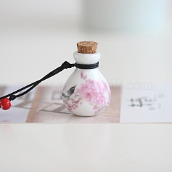 Collares de botellas de perfume de porcelana, collar colgante, rosa perla, Pendnat: 37 mm