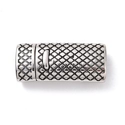 Tibetan Style 304 Stainless Steel Magnetic Clasps with Glue-in Ends, Rectangle, Antique Silver, 28x12x7.5mm, Hole: 5x10mm