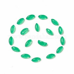Cabochons de jade malaisie naturelle, teinte, oeil de cheval à dos plat, vert printemps moyen, 6x3x2.5~3mm