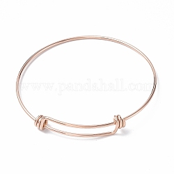 Chapado en iones (ip) ajustable 304 fabricación de brazaletes de acero inoxidable, oro rosa, diámetro interior: 2-5/8 pulgada (6.55 cm)