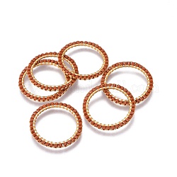 Miyuki & toho perline giapponesi fatte a mano, con 304 anelli di collegamento in acciaio inossidabile, modello telaio, anello, oro, cioccolato, 22~23x1.7mm