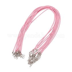 Eingewachsene Schnur bildende Halskette, mit Zink-Legierung Karabiner, Platin Farbe, neon rosa , 17.8 Zoll ~ 18 Zoll (45.5~46 cm), 2 mm