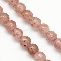 Natural Strawberry Quartz Round Beads Strands, 4.5mm, Hole: 1mm, about 96pcs/strand, 15.5 inch