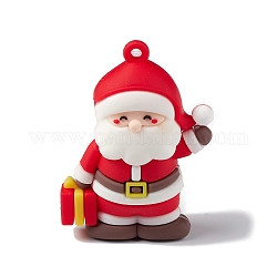 Weihnachts-PVC-große Anhänger, Weihnachtsmann-Charme, rot, 55x43x22 mm, Bohrung: 2.5 mm