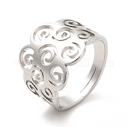 201 Stainless Steel Cloud Adjustable Ring for Women, Stainless Steel Color, US Size 6(16.5mm)