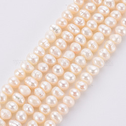 Brins de perles de culture d'eau douce naturelles, rondelle, vieille dentelle, 6~7x3~4mm, Trou: 0.8mm, Environ 55 pcs/chapelet, 13.7 pouce (35 cm)