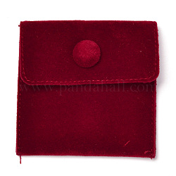 Bolsas cuadradas de terciopelo para joyería, con broche de presión, de color rojo oscuro, 6.7~7.3x6.7~7.3x0.95 cm