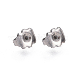 Poussoirs d'oreilles en 304 acier inoxydable, boucles d'oreilles à friction pour boucles d'oreilles, couleur inoxydable, 6.5x5mm, Trou: 0.8mm