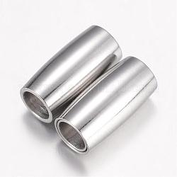 304 cierres magnéticos de acero inoxidable con extremos para pegar, barril, color acero inoxidable, 9x4.5mm, agujero: 2.8 mm