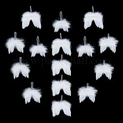 Ahadermaker 15 pz 5 decorazioni pendenti con ali di piume in stile, per le decorazioni degli alberi di natale, bianco, 120~200mm, 3pcs / style