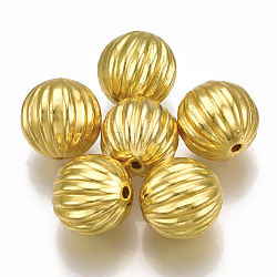 CCB пластиковые шарики, гофрированный, круглые, золотые, 12 мм, отверстие : 1.5 мм
