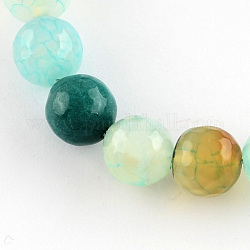Dyed Natural Multi-Color Agate Beads Strands, Faceted Round, Teal, 6mm, Hole: 1mm, about 67pcs/strand, 14.9 inch