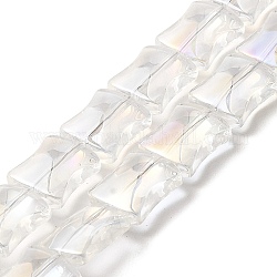 Transparent galvanisieren Glasperlen Stränge, Regenbogen plattiert, Bambus-Joint, klar ab, 12x10x5.5 mm, Bohrung: 1 mm, ca. 49 Stk. / Strang, 24.02'' (61 cm)