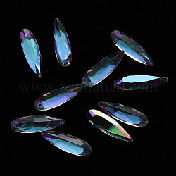 Teardrop Transparent Glass Cabochons, Nail Art Decoration Accessories, Faceted, Colorful, 10x3x2.5mm