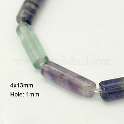 Perles en pierres gemme, fluorite, colonne, colorées, 13x4mm, Environ 30 pcs/chapelet, 15.5~15.8 pouce