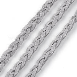 Замша Faux шнуры, искусственная замшевая кружева, серебряные, 6~6.5x2.5~3 мм, около 109.36 ярда (100 м) / пачка
