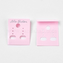 Пластиковая карта дисплей серьги, прямоугольные, розовые, 3.6~3.8x3 см