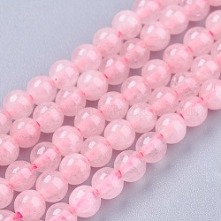 Природного розового кварца нитей бисера, круглые, 4 мм, отверстие : 0.5 мм, около 95 шт / нитка, 14.9 дюйм