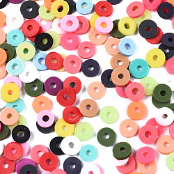 Perles en pâte polymère manuel, pour les fournitures de bricolage bijoux artisanat, disque / plat rond, perles heishi, couleur mixte, 6x1mm, Trou: 2mm, environ 23500 pcs/1000 g