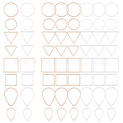 Superfindings 96 pièces 16 anneaux de liaison en laiton de style, anneau rond/triangle/carré, couleur mixte, 17.5~32x14~25x0.7~0.9mm, diamètre intérieur: 15.5~30.5 mm, 6 pièces / style